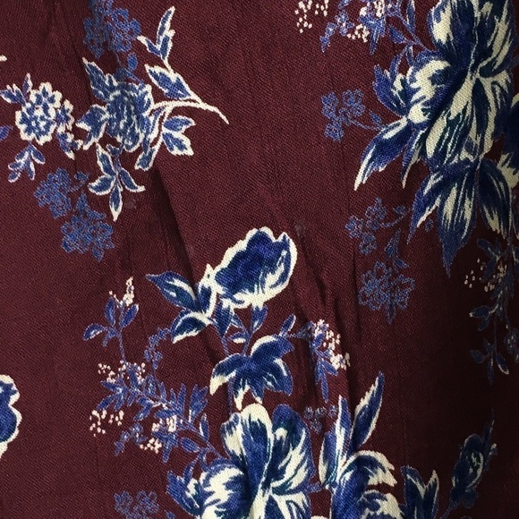 ANGIE Kimono Wrap Asymmetrical Floral Boho Oversized Burgundy Navy Size Medium - Picture 9 of 11